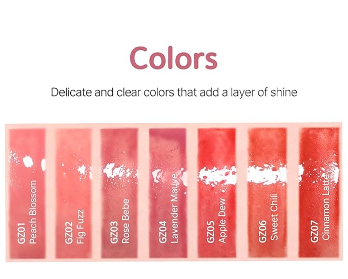 Chewy Lip Glaze, High Shine Lip Gloss, Korean Beauty (GZ04 Lavender Mauve, 3.5 grams)
