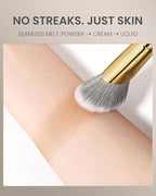 Desert Oak Series SlopeBlur Stipple Brush - Angled Nylon Bristles for Seamless Cream/Liquid/Powder Blending, Contour & Blush Application, Bubinga Handle (CM 192)