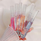 2Pcs Plumping Lip Gloss, Lustrous Dewy Finish Moisturizing Shimmer Color Changing Lip Stain Tinted Lip Balm Long Lasting Nourishing Reduce Lips Lines Plumping Serum Lip Oil Care