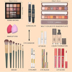 All in One Makeup Kit for Women Eyeshadow Eyeliner lipgloss, Lipstick Makeup brushes Mascara Eyebrow pencil Concealer Face Powder Primer Make Up Gift Set for Women, Teens