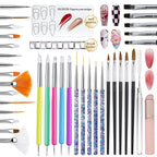 39 PCS Nail Art Brushes Set,Nail Art 3D Sculpting Pen Dotting Tools,Ombre Silicone Brush,Liner Brushes,Acrylic Brushes,Nail Art Palette with Gel Mixing Rod,Nail Design Kit for Home Diy & Salon