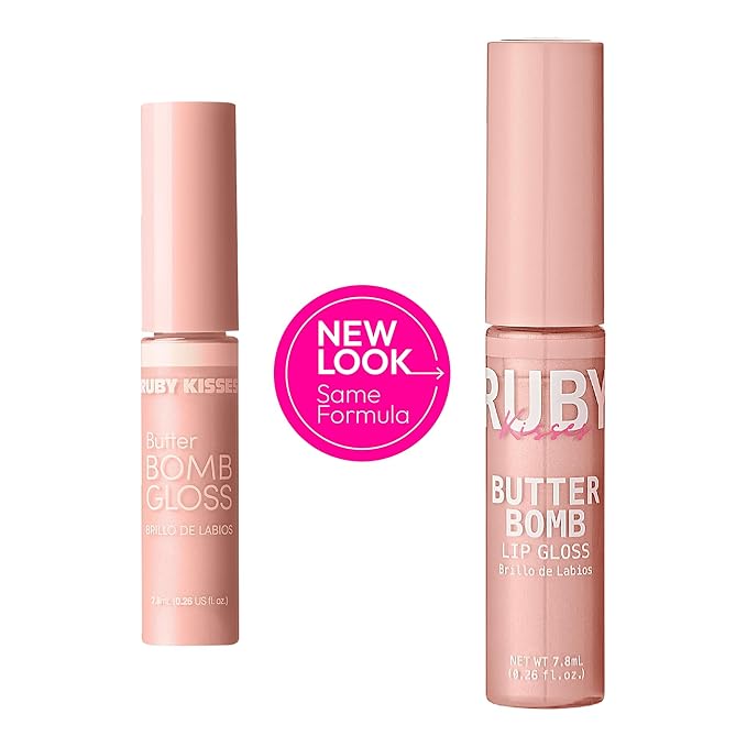 Ruby Kisses Lip Gloss Butter Bomb Gloss Non-Sticky Lip Gloss Vitamin E Natural Nude Lip Makeup - 7.8mL (0.26 US fl.oz) (Fairy)