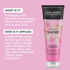 John Frieda Vibrant Shine, Shampoo, Hydrating Shampoo with Rosehip Oil for Glossy & Shiny Hair, Enhances Shine for Radiant, Glossy Hair Across All Shades, Styles, & Textures, 8.45 Oz