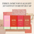 3-in-1 Cream Blush Stick for Cheeks Lips Eyes, Waterproof Natural Finish Tinted Makeup Stick, Hydrating Multi-Use Blush Balm