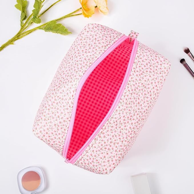 Soidram quilted makeup bag floral