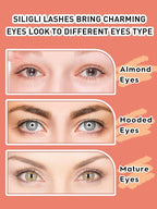 Natural Wispy Cat Eye Lashes - 3D Volume C Curl Eyelashes With Thin Band - 10mm Short Lashes - 7 Pairs