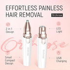Rechargeable Facial Hair Remover for Women: 2-in-1 Device for Shaping Eyebrows and Removing Face Peach Fuzz (Pearl White)