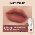 Mistine Makeup Velvet Lip Gloss Matte Lip Cream Liquid Lipstick Softening with Hyaluronic Acid Lip Tint, Non-Sticky Lightweight Lip Color V02 Pink Crush 0.1 fl oz