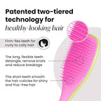 Tangle Teezer Ultimate Detangler Curly Hair Brush, Dry & Wet Hairbrush, Reduces Frizz & Breakage, for 3C to 4C Curly Hair Types, Cyber Lime & Pink