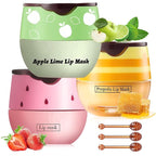 3 PCS Bee Lip Balm Lip Mask Honey Pot, Honey & Strawberry & Apple Lime Lip Mask Propolis Moisturizing Lip Balm with Stick, Sleeping Lip Mask Hydrating Prevention Dry & Cracked Lip Scrubs