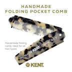 Kent 82T Handmade Folding Pocket Comb for Men, Fine Tooth Hair Comb Straightener for Everyday Grooming Styling Hair, Beard or Mustache, Use Dry or with Balms, Saw Cut Hand Polished, Made in England