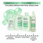 Garnier Fructis Hair Filler Fullness Repair Shampoo, Volumizing Shampoo with Polypeptides and Hair Repair Complex for Thin, Weak Split Ends, 10.1 Fl Oz