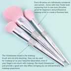 Bueart Design Elegant pink Ultra soft labeled Makeup Brushes Sets with Brush Holder makeup brush set with Foundation Powder blush blending contour Brush (15Pcs Silver Pink+Holder)