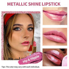 Oulac Metallic Pink Lipstick Set 3PCS High Impact Lipcolor with Moisturizing Formula, Vegan Beauty, Full-Coverage Lip Color, Christmas Gifts for Women, 4.3g X 3PCS