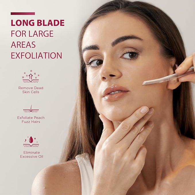 SINAHET Dermaplane Razor for Face, (3 Count) Professional Dermaplaning Tool for Peach Fuzz, Facial and Eyebrow Hair Removal, Gentle Skin Exfoliation Blade