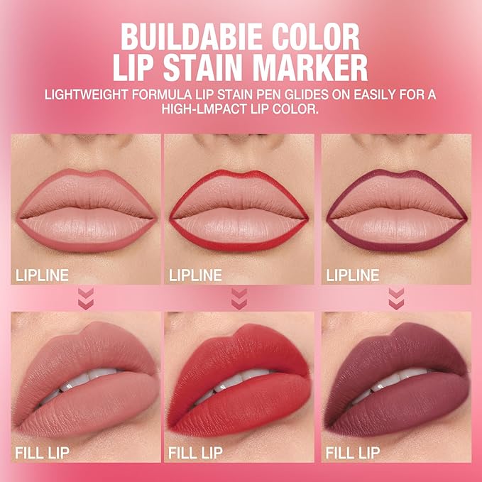 LANGMANNI 4Pcs Sculpting Matte Velvet Lip Liner Set,Smooth Creamy Texture,Waterproof And High Pigmented For Girls Daily Application Lip Makeup(5+6+7+8)