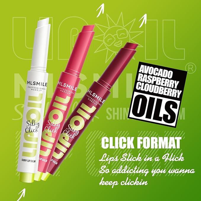 3 Colors Fat Lip Oil Click Slick, Moisturizing and Long-lasting Lip Balm, Non-stick and High Pigment Lip Glow Oil, Lightweight Lip Plumper with Coconut Oil (Set: C)