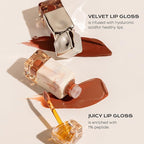 Mistine Makeup Lip Gloss Lip Plumber Non-sticky Tinted Lip Gloss Infused with 1% Peptide Moisturizing Shiny Finish Lip Tint Hydrating Lifter Gloss Lightweight Feeling Lip Oil J06 Amber Brown 0.1 fl oz