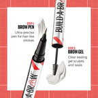 Maybelline Build-A-Brow 2-in-1 Brow Pen and Sealing Eyebrow Gel, Eyebrow Makeup for Real-Looking, Fuller Brows, Ash Brown, 1 Count