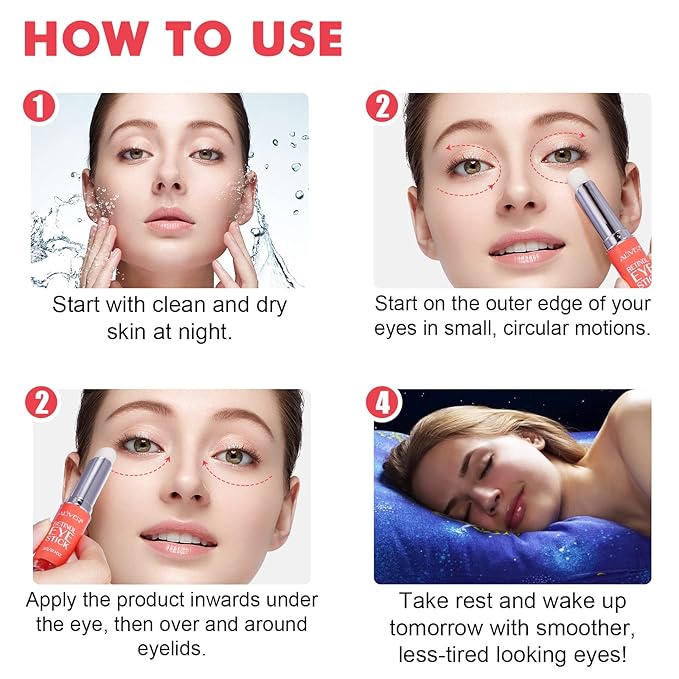 Retinol Eye Stick, Retinol Eye Cream for Dark Circles and Puffiness, Under Eye Cream Anti Aging, Eye Cream for Puffiness and Bags under Eyes, Brightening Eye Balm Reduces Fine Lines and Dark Circles