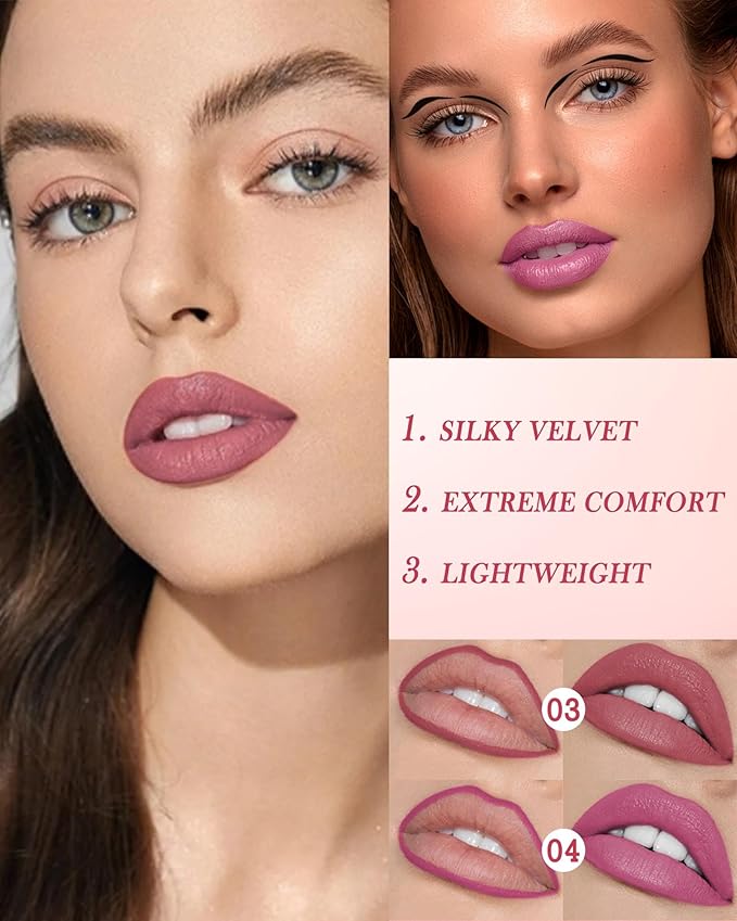 Lip Stain Marker Pen Set, 2Pcs Lip Liner Longlasting