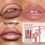 2Pcs Lipstick and Lip Liner Combo, Lip Liner and Lip Gloss Kit for Women, Matte Lip Pencil and Smooth Hydrating Lipstick with Sharpener, Non-Stick Lip Makeup Set