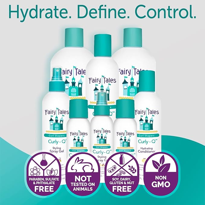 Fairy Tales Curly Q Kids Shampoo all Types of Curly Hair - Hydrating Hair Shampoo- Paraben , Sulfate , Gluten and Nut Free - 12 oz