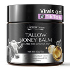 Beef Tallow for Skin: Tallow Honey Balm for Dry Skin - Organic Grass Fed Whipped Beef Tallow Moisturizer for Face Body at Home Travel 2Oz