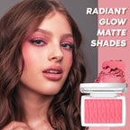 Cherry Blush Powder Blush for Cheeks with Brush, Matte Blush Palette Blush Powder Face Blusher, Natural Blendable Formula Silky Lightweight Makeup Blush Rubores de Maquillaje, 015#