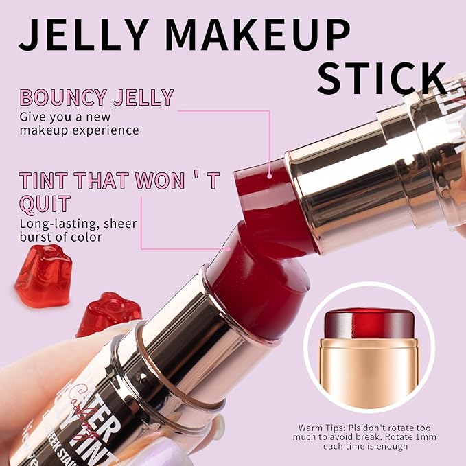 2PCS Jelly Blush Stick, Multi-Purpose Lip & Cheek