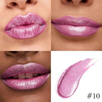 evpct Light Rose Pink Metallic Glitter Lip Liner and Lipstick Combo Lip Gloss Stain Set Makeup for Women Long Lasting Waterproof 24, Pink Metallic Shimmer Frosted Iridescent Shiny Liquid Lipstick 10