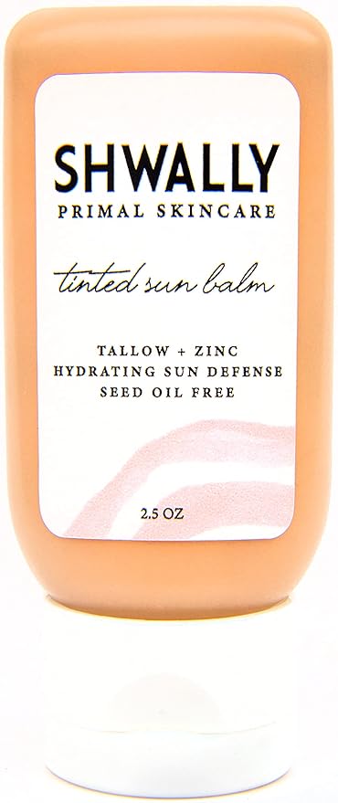 Zinc & Avocado Mineral SunBalm 30SPF, The Only Real Primal Sun Lotion - 100% Grass Fed Tallow, Avocado Oil & Non-Nano Zinc Oxide - Pregnancy & Nursing Safe (Not Scented, 2.5 Fl Oz & Tinted)