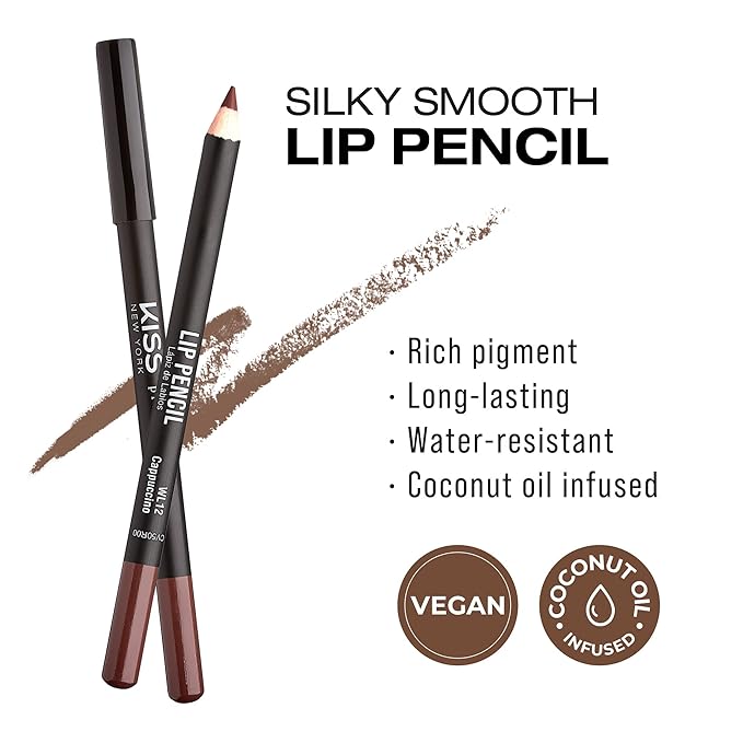 Professional Slim Lip Pencil, Creamy Soft Lip Liner, Smooth Long-Lasting Rich Lip Color, Natural Lip Makeup, Water-Resistant Lip Crayon (Cappuccino)