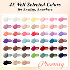 PHOENIXY Gel Nail Polish Kit with U V Light 48W, 66 Pcs 135 Effect Gel Nail Polish Set Base Glitter Top Coat Manicure Tools Gifts for Women