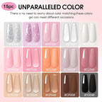 44PC Poly Nail Gel Kit with U V Lamp Starter Kit, 16ML 15 Colors Poly Extension Gel with Light Slip Solution Nail Rhinestones Glitter Decoration Powder Nail Art Kit for Beginners Gifts for Women