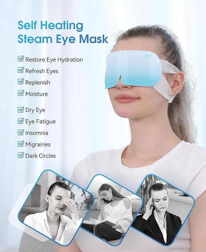 LC-dolida 7 Packs Steam Eye Mask, Hyaluronic Acid Formula Auto Heated Eye Mask for Dry Eyes SPA Warm Sleep Eye Mask Cornea Care Rest Self Heating Eye Mask Business Trip Party Favors Supplements