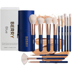 BERRY Blue Premium Makeup Brush Set – 12-Piece Professional Ultra-Soft Synthetic Brushes for Face & Eyes | Foundation, Powder, Blush, Concealer, Eyeshadow – Vegan, Cruelty-Free, Numbered, Travel Case