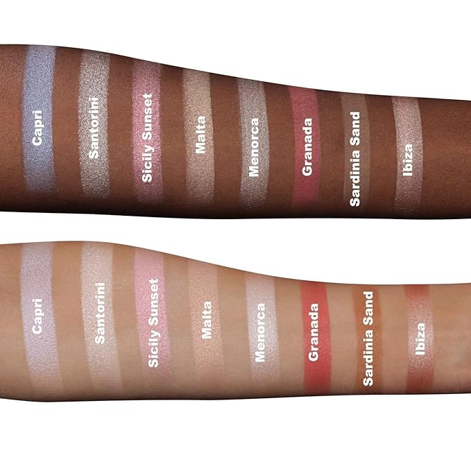 The Beauty Crop - Travel Tea Face Palette - Mediterranean Spring | Highly Pigmented Shades | Richly Toned Palette | Comes in Matte, Creamy, Metallic & Glitter Finish | Long Wearing | Cruelty Free