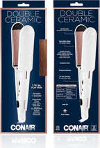 Conair Double Ceramic Flat Iron, 1 1/2-inch , White