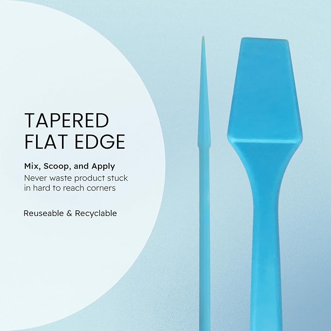 pana Brand Cosmetic Make Up Disposable Plastic 2.5Inch Spatulas Skin Care Facial Cream Mask Spatula (100 Pieces in a Container) (BLUE)