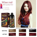 Burgundy Hair Dye Shampoo 3-IN-1,Gray Hair Coverage for Women & Men, Instant & Long-lasting Hair Color in Minutes, Pure Plant Extract Color Shampoo Hair Dye Kit for All Hair Types(Wine Red)