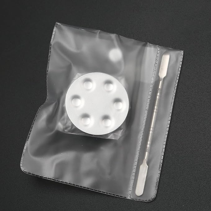 Metal Mixing Palette Makeup Spatula, Foundation Mixing Palette Hand, Make Up Tools Mini Mixing Tray with Finger Ring, Small Makeup Mixing Palette, Pack of 2