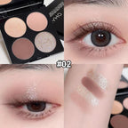 Erinde Quads Matte Eye Shadow Powder Makeup Palette, Nude Neutral Brown & Champagne Pink Shimmer Eyeshadow, Long Wearing Waterproof Everyday Eye Makeup, sombras de ojos, with Built-In Mirror, 02