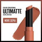 Maybelline Color Sensational Ultimatte Matte Lipstick, Non-Drying, Intense Color Pigment, More Sepia, Mid-Tone Camel, 1 Count