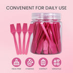 PANA 100pcs Brand Cosmetic Make Up Disposable Plastic 2.5" Spatulas Skin Care Facial Cream Mask Spatula (100 Pieces in a Container) (PINK)