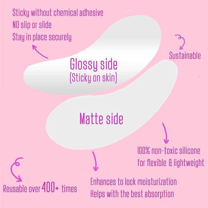 CCbeauty Reusable Under Eye Patches + Eye Cream Applicator Value Set | 100% Silicone Eye Gel Pads | Boost Hydration | Minimize Fine Lines + Wrinkles + Dark Circles | Storage Tin Included | White