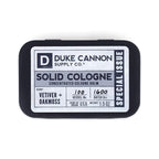 Duke Cannon Supply Co. Solid Cologne for Men Special Issue Vetiver and Oakmoss (Fresh Air, Sandalwood) - Concentrated Balm, Travel-Friendly Tin, 1.5 oz