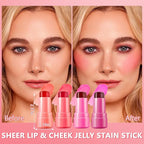 Jelly Blush Stick,Jelly Stain Stick,4Pcs Lightweight Long Lasting Lightweight