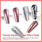 Allstarry Chrome Nail Powder, Metallic Mirror Effect Pigment Chrome Holographic Nail Glitter Magic Unicorn Glitter Dust Kit for Manicure Valentines Nail Art Decoration- Pink Silver Grey Series
