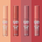 Ruby Kisses Lip Gloss Butter Bomb Gloss Non-Sticky Lip Gloss Vitamin E Natural Nude Lip Makeup- 7.8mL (0.26 US fl.oz) without Box (Champagne, Warm Hug, Flirty, Pilowtalk)